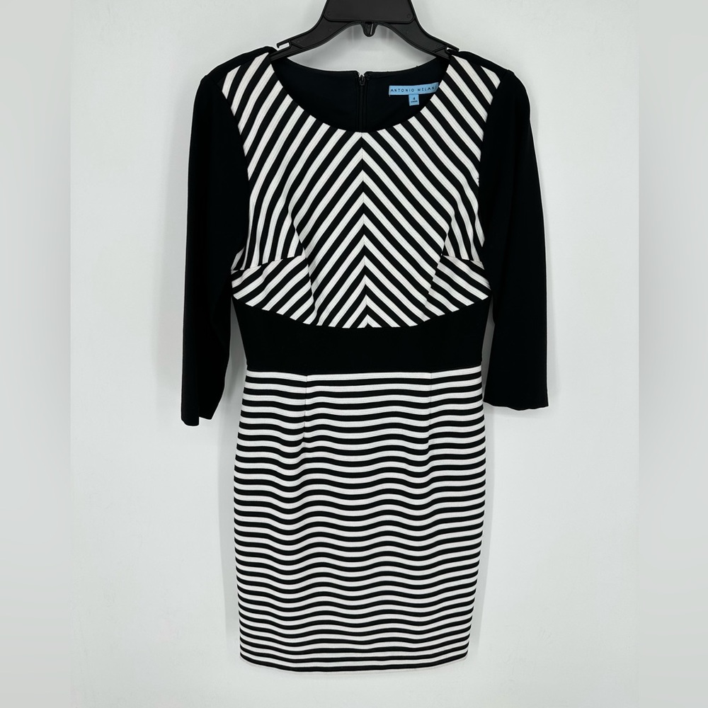 Antonio Melani Sheath Midi Sz 4 Dress 3/4 Sleeve Workwear Office Women's T1